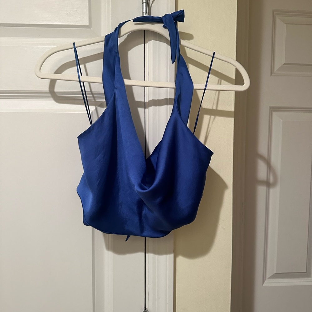 Zara Royal Blue Halter Crop Top